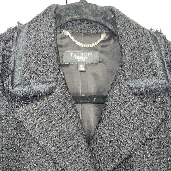 NWOT- Talbots petites black twill button up jacket. Black size 12P - Picture 1 of 6